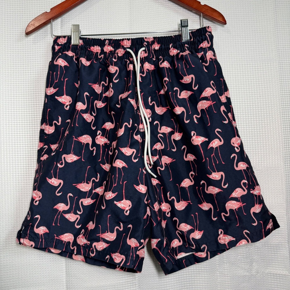 Old Navy Swim Trunks Medium Navy Blue Flamingo Print Board‎ Shorts